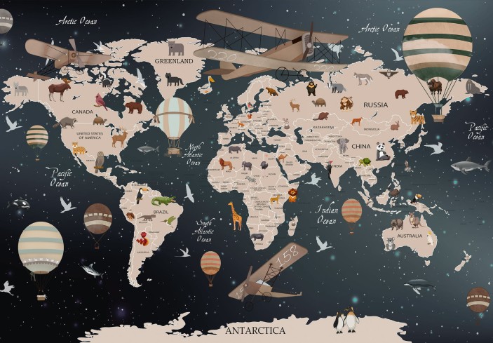 Fototapeta mapa świata dla dzieci 14406VE