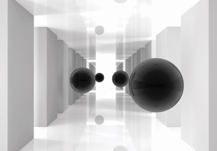 Fototapeta 3d tunel abstrakcja czarne kule optyczna 13799VE