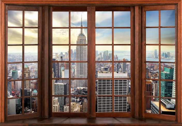 Fototapeta 3d widok okno nowy jork miasto panorama optyczna 14204VE