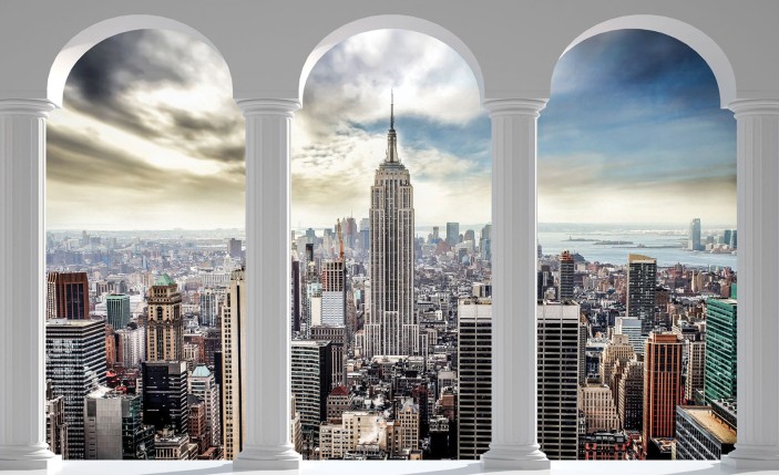 Fototapeta 3d miasto panorama nowy jork taras okno