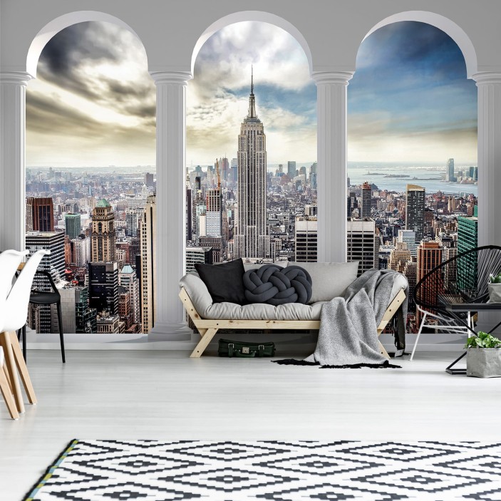 Fototapeta 3d miasto panorama nowy jork taras okno