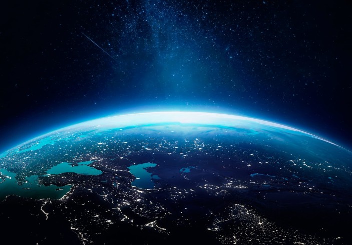 Fototapeta kosmos galaktyka widok ziemi z księżyca