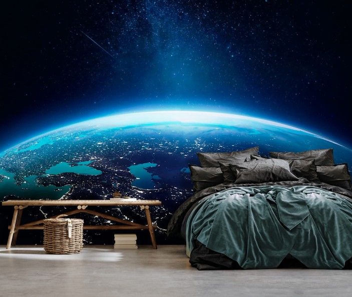 Fototapeta kosmos galaktyka widok ziemi z księżyca