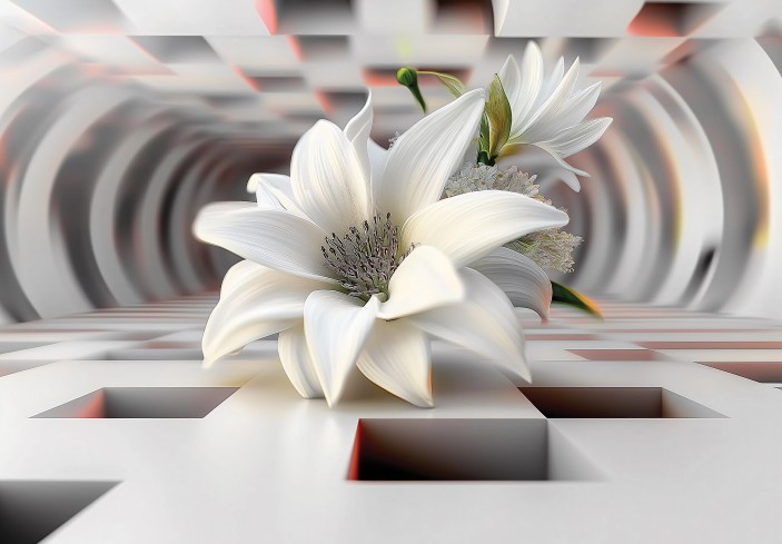 Fototapeta kwiaty 3d abstrakcja iluzja do sypialni na wymiar 15456VE