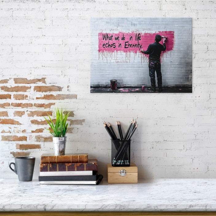 Obraz abstrakcja banksy graffiti szary nowoczesny na płótnie 15470O1AR1