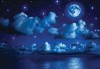 Fototapeta niebo chmury jezioro nocą widok natura księżyc