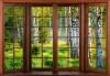 Fototapeta widok z okna las brzozowy brzozy natura krajobraz