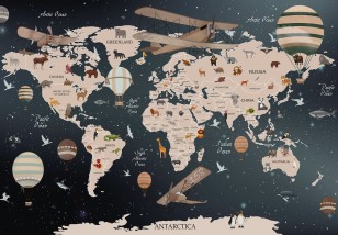 Fototapeta mapa świata dla dzieci 14406VE