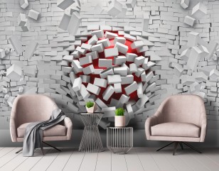 Fototapeta 3d kula czerwona mur cegły abstrakcja 3005VE