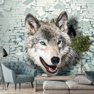 Fototapeta 3d wilk abstrakcja mur cegły 2941VE