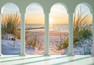 Fototapeta 3d widok taras okno morze plaża krajobraz optyczna 14220VE