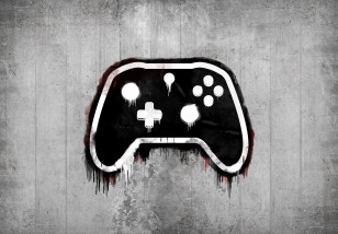 Fototapeta młodzieżowa pad gaming game dla gracza graffiti beton