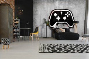Fototapeta młodzieżowa pad gaming game dla gracza graffiti beton
