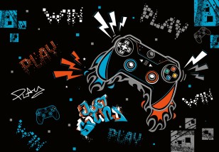 Fototapeta młodzieżowa pad gaming game dla gracza graffiti