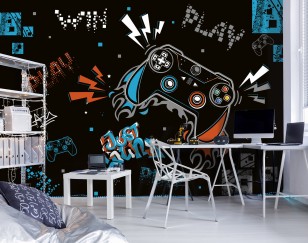 Fototapeta młodzieżowa pad gaming game dla gracza graffiti