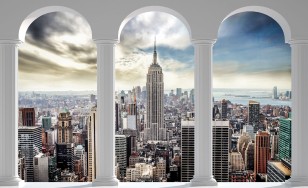 Fototapeta 3d miasto panorama nowy jork taras okno