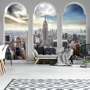 Fototapeta 3d miasto panorama nowy jork taras okno