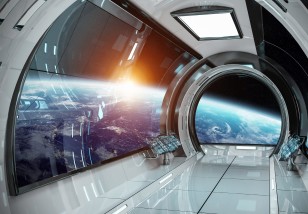 Fototapeta kosmos galaktyka gwiazdy dla dzieci statek kosmiczny