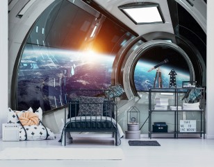 Fototapeta kosmos galaktyka gwiazdy dla dzieci statek kosmiczny