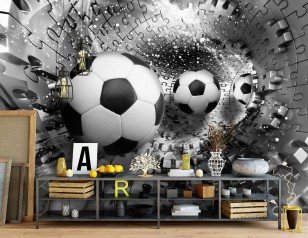 Fototapeta dla dzieci chłopca 3d piłka tunel puzzle sport