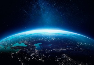 Fototapeta kosmos galaktyka widok ziemi z księżyca