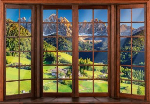 Fototapeta 3d widok okno góry krajobraz panorama optyczna