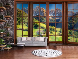 Fototapeta 3d widok okno góry krajobraz panorama optyczna