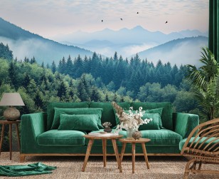 Fototapeta góry we mgle 3d las natura zielona na wymiar 15630VEAR1