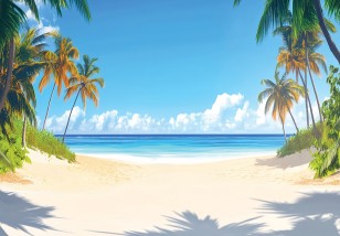 Fototapeta plaża morze palmy hawaje na wymiar 15627VE