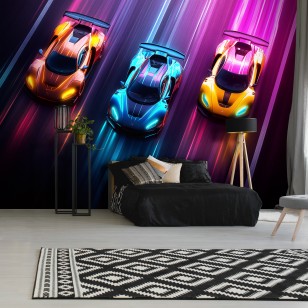 Fototapeta dla chłopca sportowe auta neon na wymiar 15550VEAR4