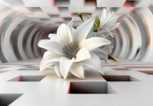 Fototapeta kwiaty 3d abstrakcja iluzja do sypialni na wymiar 15456VE
