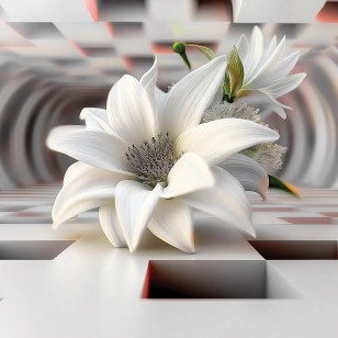 Fototapeta kwiaty 3d abstrakcja iluzja do sypialni na wymiar 15456VEKW