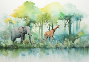 Fototapeta dla dzieci safari dżungla zwierzęta na wymiar 15034VE