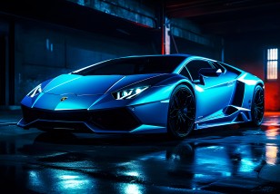 Fototapeta auto sportowe niebieskie młodzieżowa dla chłopca na wymiar 14647VE