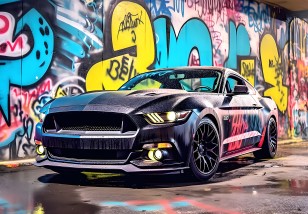 Fototapeta auto sportowe graffiti młodzieżowa dla chłopca na wymiar 14703VE