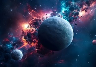 Fototapeta planety kosmos na sufit dla dzieci na wymiar 14660VE