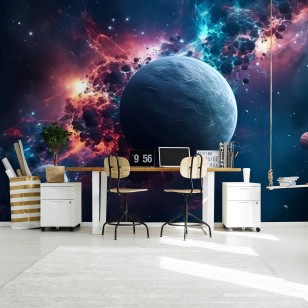 Fototapeta planety kosmos na sufit dla dzieci na wymiar 14660VEAR5