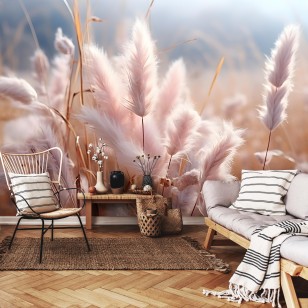 Fototapeta trawa pampasowa boho beżowe na wymiar 14777VEAR4