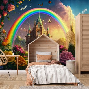 Fototapeta dla dziewczynki zamek tęcza fantasy na wymiar 14860VEAR5