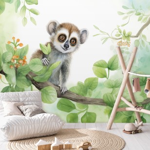 Fototapeta dla dzieci zwierzęta lemur liście na wymiar 15014VEAR4