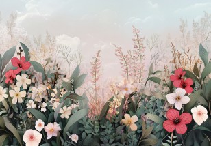 Fototapeta kwiaty polne liście natura do sypialni salonu na wymiar 15692VE