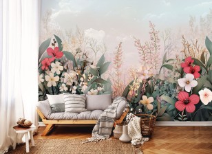 Fototapeta kwiaty polne liście natura do sypialni salonu na wymiar 15692VEAR1